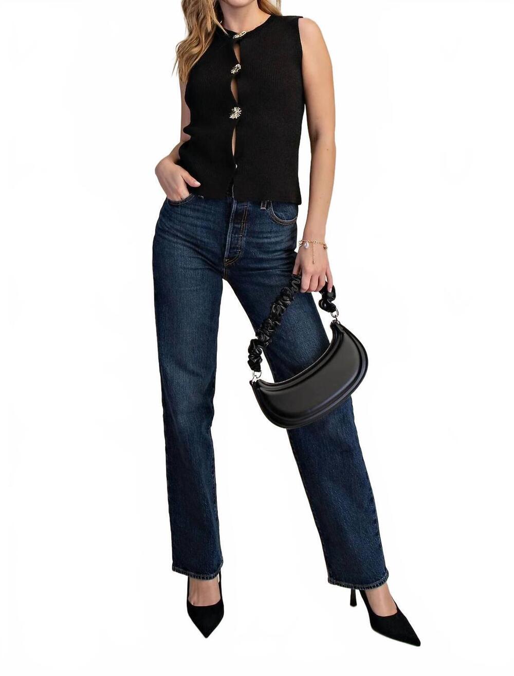 NEW GLAM sundial vest in black